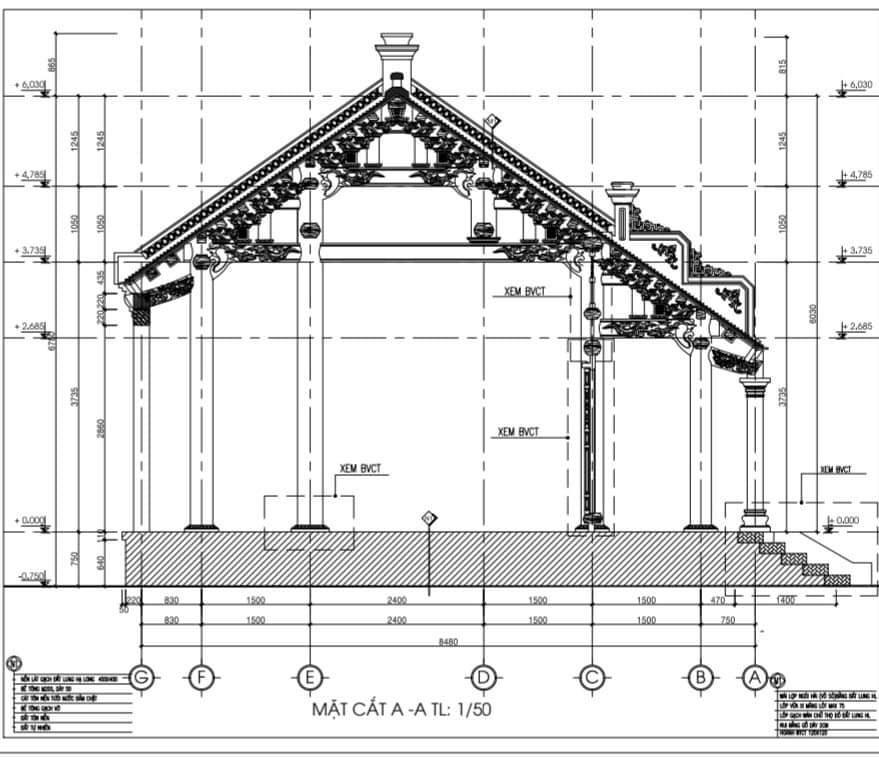 Bản vẽ thiết kế nhà gỗ 3 gian